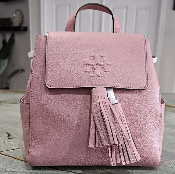 Tory Burch Pink Leather Backpack with Tassel NWT - Picture 3 of 16